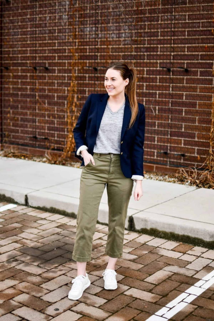 Navy Blazer and Olive Chinos Combo
