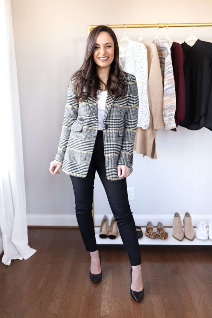 Plaid Blazer with Sleek Basics