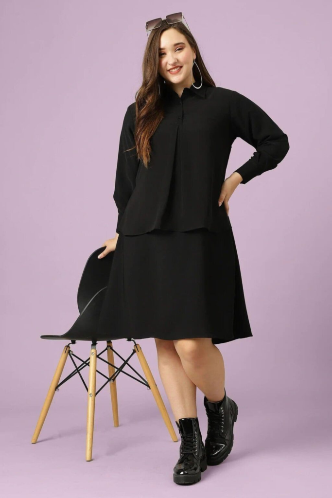 Chic Black Shirt Dress Combo