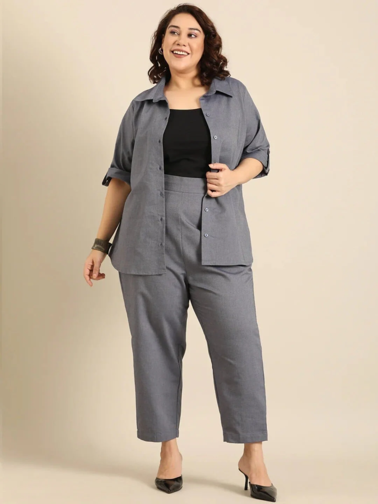 Chic Gray Coordinated Suit Set