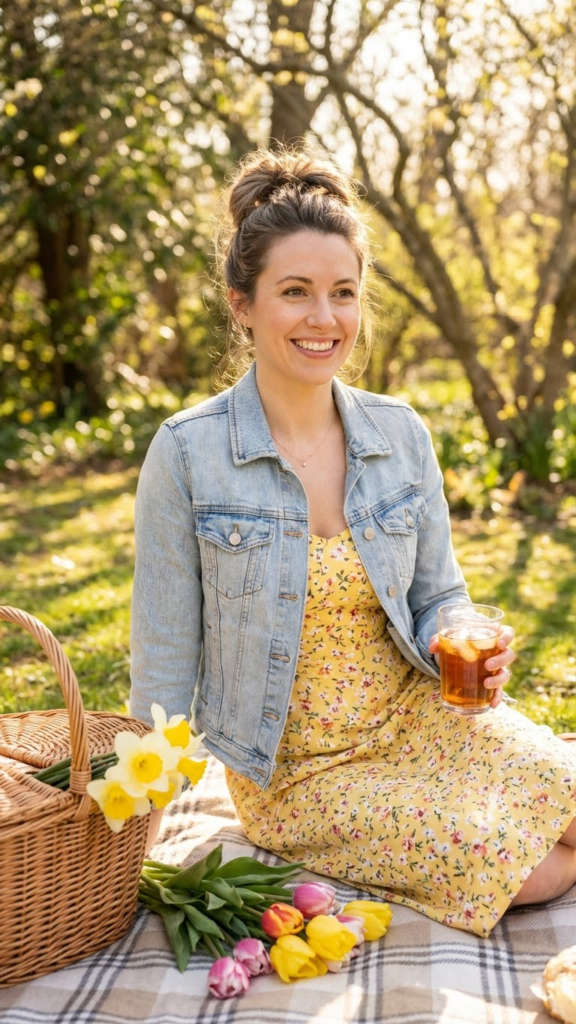 Yellow Sundress + Denim Jacket