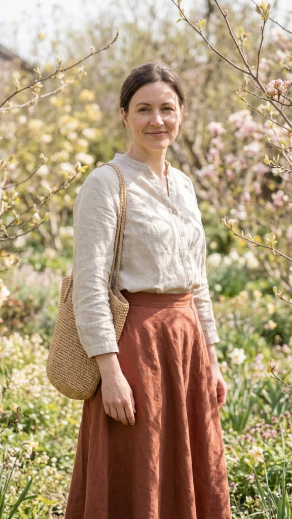Linen Top + A-Line Skirt