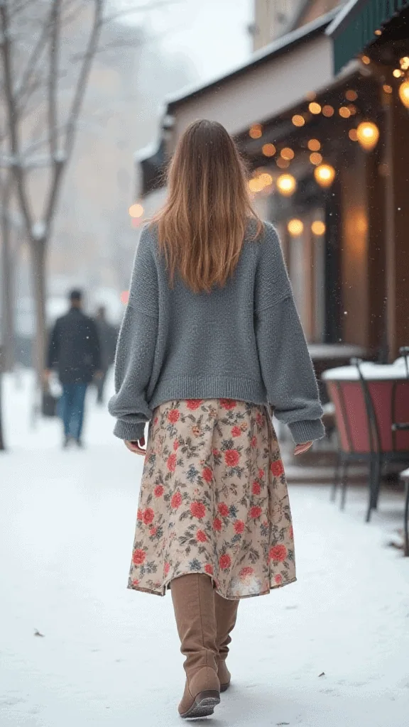 Midi Skirt and Slouchy Boots