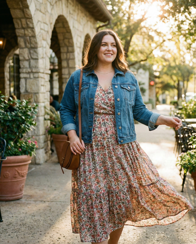 Midi Dress + Denim Jacket