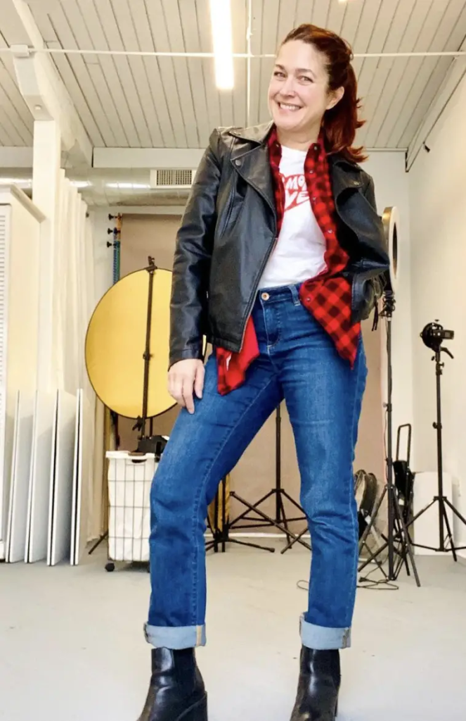 Plaid Flannel Shirt and Dark Jeans