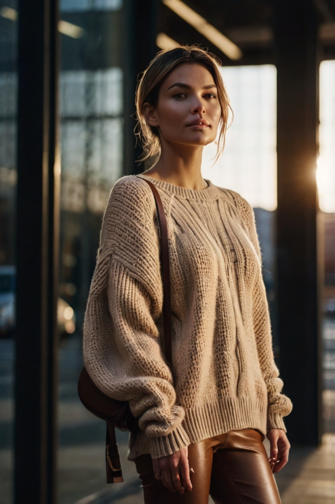oversized Sweater and Leather Leggings