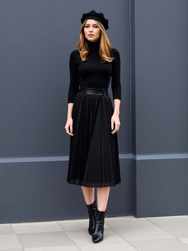 The Turtleneck and Midi Skirt Duo