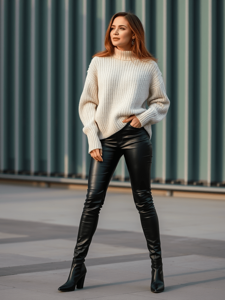 The Leather Pants and Chunky Sweater Duo
