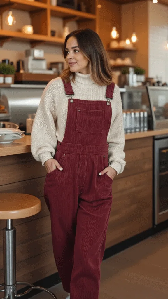Corduroy Overalls and Turtleneck