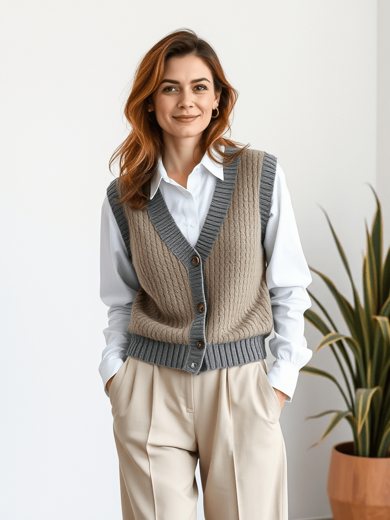 The Sweater Vest and Button-Up Combo