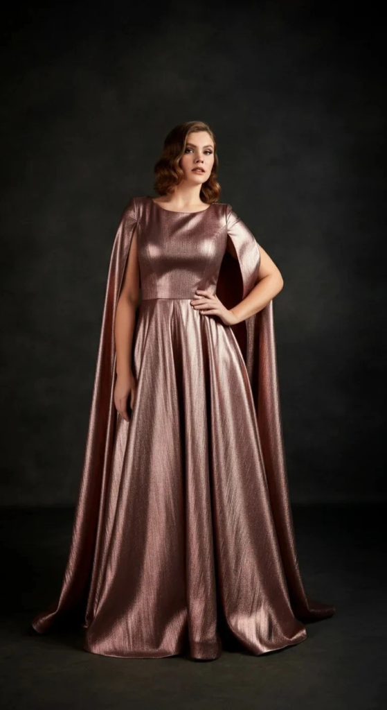 Rose Gold A-Line with Cape Detail