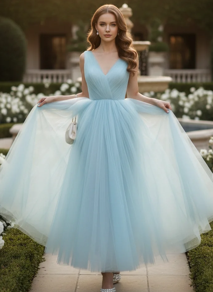 Icy Tulle Ball Gown Look