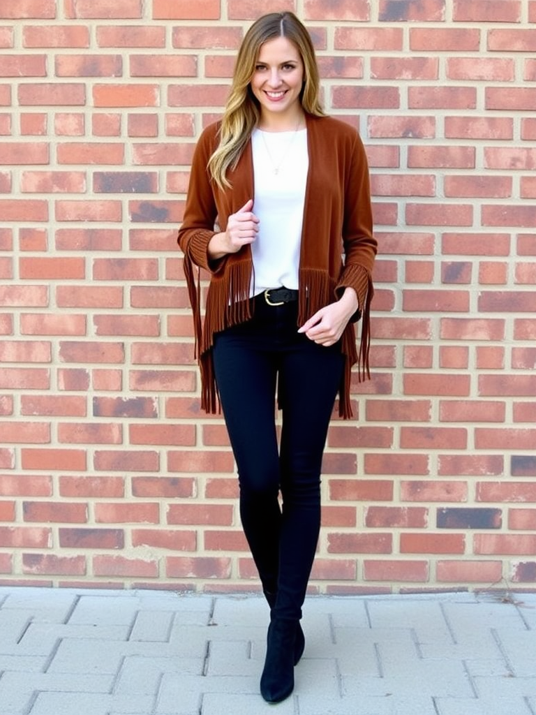 Fringed Suede Jacket and Skinny Jeans