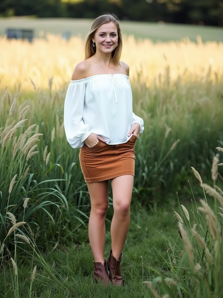Peasant Top and Corduroy Skirt