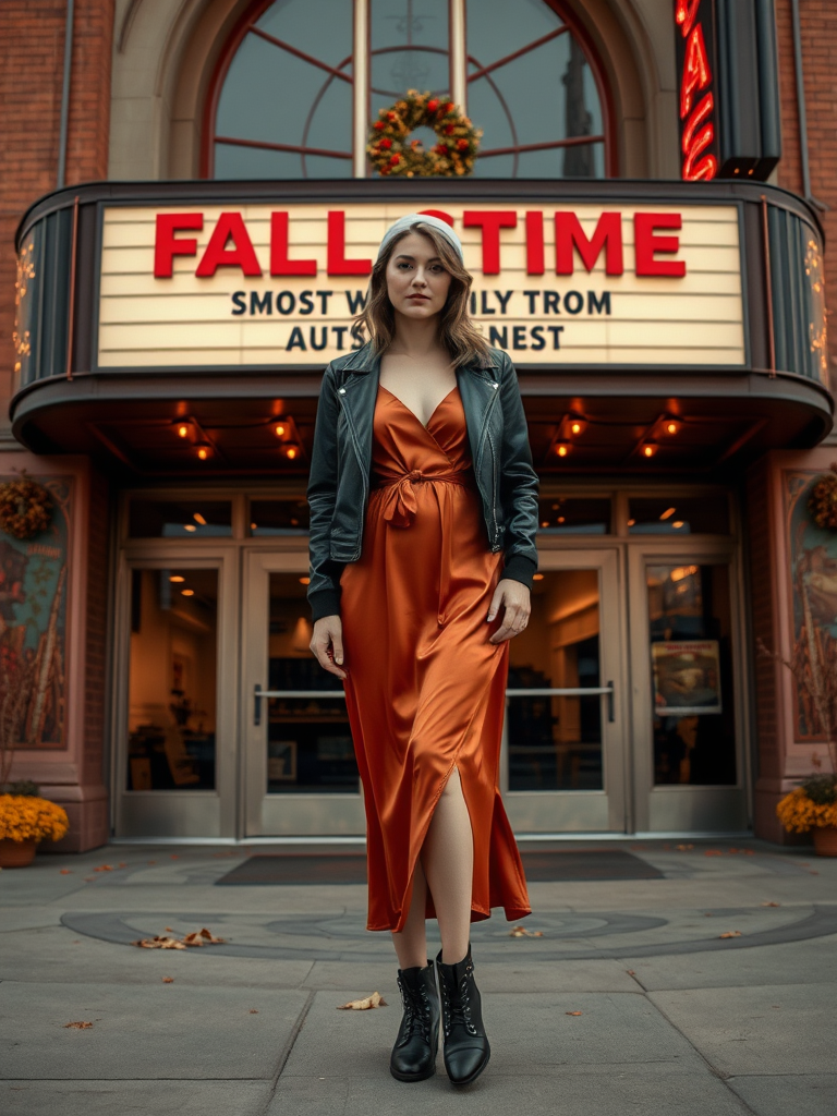 Silk Slip Dress and Leather Jacket