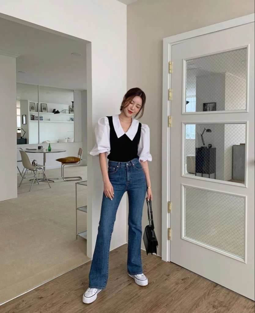 Black Vest with White Collared Shirt