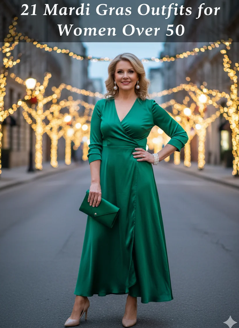 Emerald Green Satin Wrap Dress