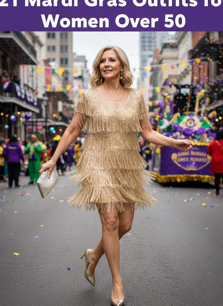 Gold Fringe Party Dress