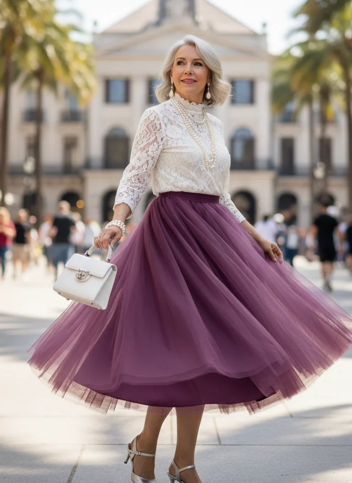 Plum Tulle Skirt Set