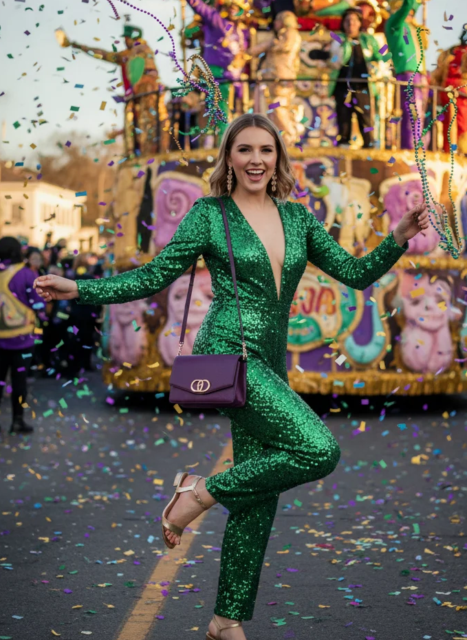 Mardi Gras Beaded Jumpsuit