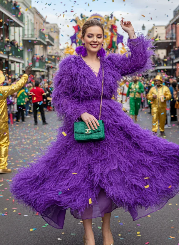 Feathered Wrap Dress