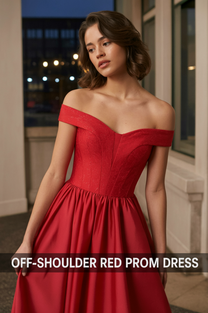 Off-Shoulder Red Prom Dress