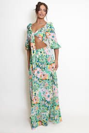 Tie-Front Crop Top and Midi Skirt Combo